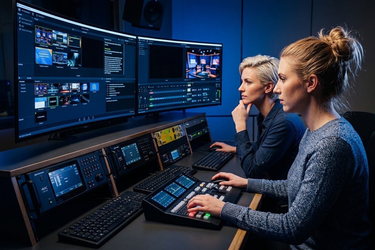 Videoregie mit zwei Mitarbeiterinnen